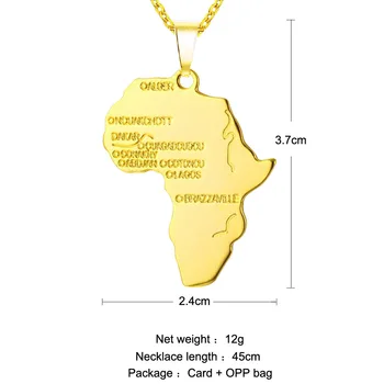 LAQ Africa Harta Pandantiv Colier pentru Femei/Bărbați de Argint/Aur Color Etiopian Bijuterii en-Gros din Africa Hărți