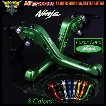 Laser Logo-ul(Ninja) 8 Culori Verde 2 degete Scurte Motocicleta de Frână de Ambreiaj Pârghii Pentru Kawasaki NINJA 250R 2008 2009 2010 2011 2012