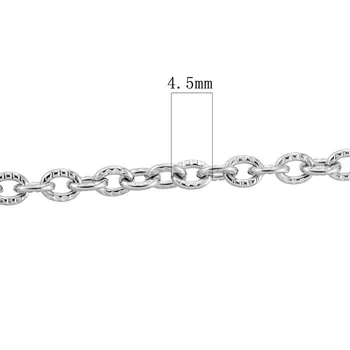 LASPERAL 10M din Oțel Inoxidabil Texturate Cablu Link-ul de Pa Lanț Colier Femei Barbati Colier Lanț de Bijuterii DIY concluzii 4.5x3mm