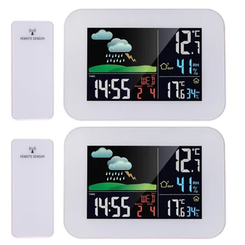 LCD Mare, Color Display Wireless Termometru Higrometru Stație Meteo Prognoza de Temperatură și Umiditate Tester Ceas Alarma Snooze
