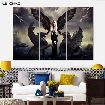 LE CHAO Arta de Perete Panza Pictura Înger Demon Panza Pictura pe Perete Imagini pentru a Trai Postere si Printuri Combinație Poster de Arta