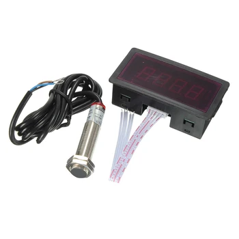 LED-4 Digital Tahometru RPM Viteza Pătrat Roșu + NPN Sala Comutatorul de Proximitate Senzor de