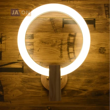 LED Nordic din Lemn, Fier Inel Acrilic Minimalism Lampă cu LED-uri de Lumină LED lampă de Perete de Perete de Lumină Tranșee de Perete Pentru Magazin Coridor Dormitor