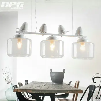 LED-uri moderne Pasăre Albă, Fier de Bucatarie corp de iluminat lampă de Agățat cu Abajururi din Sticlă hanglamp E27 110v 220v pentru Sufragerie