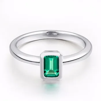 Leige Bijuterii Inel de Smarald Tăiat Pernă Rama decor Verde Argint 925 Inel pentru Femei Nuntă și Inelul de Logodnă