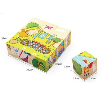 Lemn Puzzle 3D copiii montessori jucarii pentru copii fete de 6 laturi cubul de învățare educație jucărie de învățământ pentru băieți joc