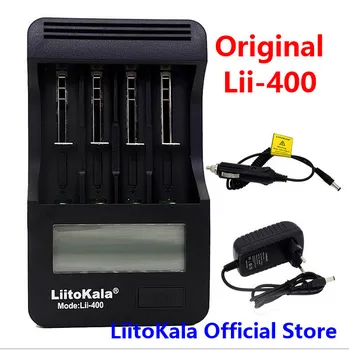LiitoKala lii - 400 LCD de 3.7 V / 1.2 V AA/AAA / 16340/14500/18650/26650 18650/26650 Carregador DE Bateria com tela + 12 v2a din
