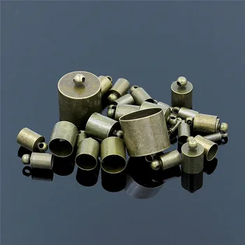 LINSOIR 50pcs Cupru Metal Capace se Potrivesc 6 7 8 9 10 11 12 13 15 mm Rotund din Piele de Cablu End Cleme de Conectori pentru a Face Bijuterii