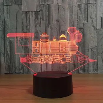 Locomotiva Veche de Tren 3D Iluzie Vizuală Lampa Acril Transparent Lumina de Noapte Led-uri de Culoare Schimbare Touch Masă Bulbing Lambas