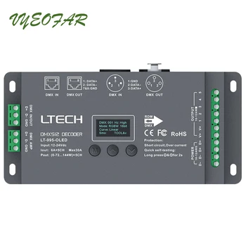 Ltech 5 Canale cu Led-uri DMX512 Decodor DC12-24V intrare;6A*5CH Max 30A ieșire RGB/RGBW Led-uri Controler XLR-3/Conector RJ45 Port