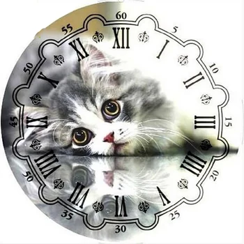 Lucru manual Diy Diamant Pictura cruciulițe ceas pisica complet rotund Stras Diamant Broderie Mozaic Mozaic Kit de crăciun