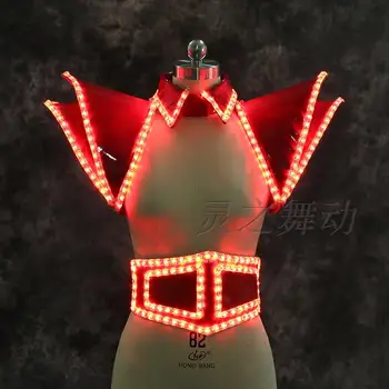 Luminos costum de armura de lumină LED rochie de balet costum pentru petrecere de club stange dansatoare purta B model bun venit OEM pentru