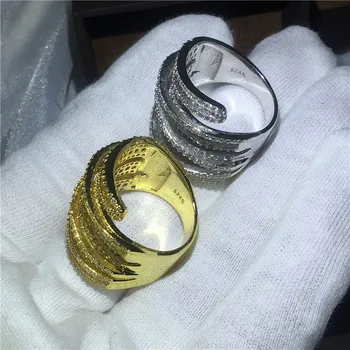 Lux Mare Inel de Aur Galben Umplut argint 925 Logodna Nunta Trupa Inele pentru femei, bărbați T forma AAAAA zircon cz Bijuterii Deget