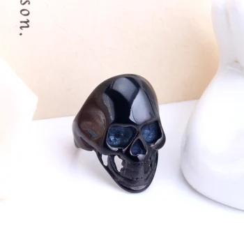 LUXUSTEEL Culoare Negru Craniu Inele din Oțel Inoxidabil Pentru Barbati Halloween Punk Stil de Inel de Partid