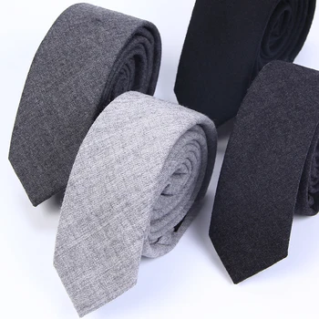 Lână de lux Cravate pentru Bărbați Simplu Solid Negru Gri 5cm Slim Cravată Îngustă de Lână Lega Băieți Casual Costum Formal Accesorii Cutie de Cadou