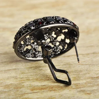 Madrry Pistol de Culoare negru Metal Seturi de Bijuterii Rotund de Flori de Proiectare Cercel Inel Pentru Femei Întuneric Email Rafinat Anel Fraier