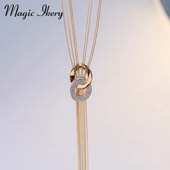 Magic Ikery Crescut de Culoare de Aur de Cristal ciucure boem colier lung pentru femei Bijuterii coliere moda pentru femei 2016 MK00002