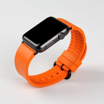 MAIKES Noua moda maro fluororubber cauciuc watchbands pentru apple watch sport benzi 42mm 38mm seria 1 & 2 iwatch brățară