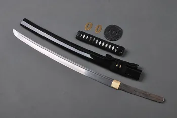 Majestic Mentale Decor Complet Manual Samurai Japonez Wakizashi Damasc Pliat Otel Lama Full Tang Sabie Ascuțită