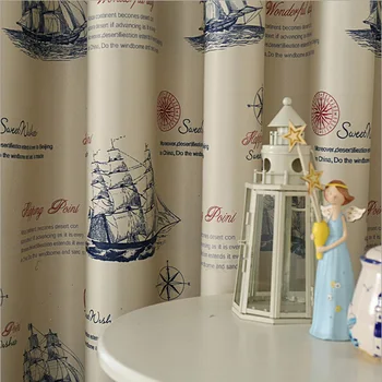 Marea Mediterană Barcă Cu Pânze De Desene Animate Pentru Copii Perdele Dormitor Plutitoare Copil Desene Animate Cortina Băiat Pânză Tesatura Copii Cortina Tul 30