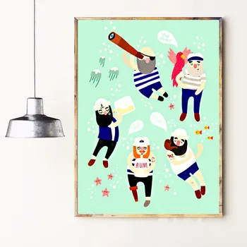 Marinar Și Prietenii Urs Panza Arta Print Tablou Poster Poze De Perete Pentru Camera Copii Acasă Decorative Decor Dormitor Fara Rama