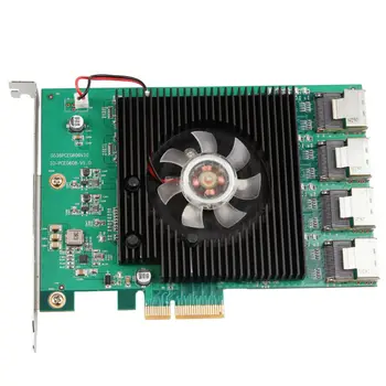 Marvell 88SE9215 Chipset 16 Porturi SATA 6G PCI Express Controler Card PCI-e SATA III 3.0 cu mini sas la 4 cabluri sata