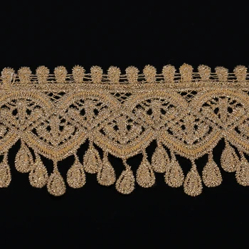 Metalic de aur Brodate Tunderea Scrapbooking Africane Dantelă Panglică Motiv de Nunta Ornamente în Relief Aplicatiile de Cusut 20yd/T1185