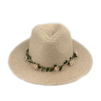 Mici Flori cu Bandă de susținere Starw pălării de soare Femei Margine Largă Plajă Capac de Vară Parasolar Pălărie Panama Jazz Palarii Sombrero Verano YY17104