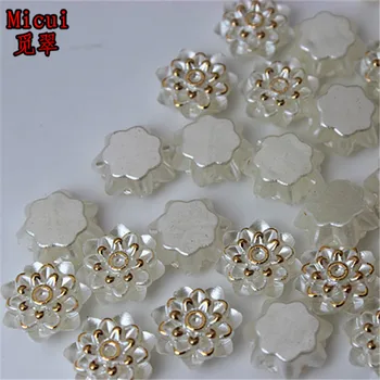 Micui 100BUC 12mm Plastic ABS de Flori flatback Gaura de margele imitatie perla jumătate margele pentru Accesorii de Îmbrăcăminte meserii ZZ200B