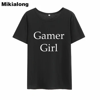 Mikialong Fata Gamer Harajuku Tricou Femme 2018 Roz Alb Tumblr Tricou Femei Maneci Scurte Largi Femei Tricou Topuri