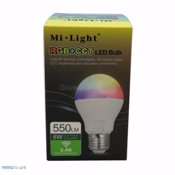 MiLight E27 6W RGB+CCT Bec LED lumina Reflectoarelor FUT014 110V 220V Plin de Culoare de Control de la Distanță Inteligent Bec WiFi Compatibil 4-Zona de la Distanță