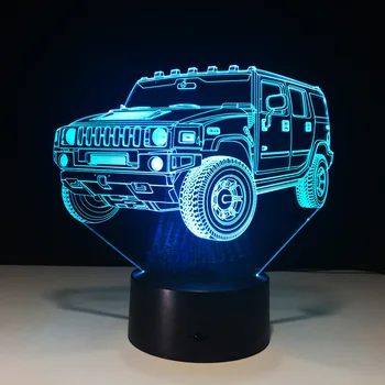 Misto Masina SUV 3D Lumina de Noapte În 7 Culori LED Masă lampă Comutator Tactil USB Lampă Nouă Copii de Dormit de Lumină pentru Prieteni Cadou de Crăciun