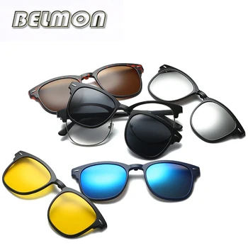 Moda Cadru Spectacol Bărbați Femei Optice Miopie Cu 5 Clip-On ochelari de Soare Polarizat Magnetic Ochelari Pentru bărbați Ochelari de vedere RS222