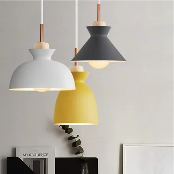 Moda Colorate din Lemn Moderne Lumini Pandantiv Lamparas design Minimalist umbra corp de Iluminat Sala de Mese Lumini Pandantiv Lampă