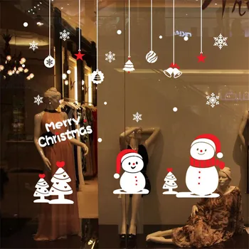 Moda De Crăciun De Decorare De Sticlă Autocolant Crăciun Om De Zăpadă Design Detașabil Sculptate Decal Pentru Copilul Cameră Perete Vitrina De Magazin