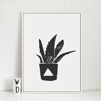 Modern Minimalist în Alb și Negru Ghivece cu Plante Panza Pictura Arta de Imprimare Poster Imagine Tablouri de Perete Decor Acasă BW016