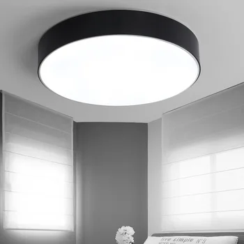 Moderne de Control de la Distanță Negru Alb Rotund Aliaj Acrilice LED Lampă de Plafon Decor Simplu program pentru sala de mese Pentru camera de zi