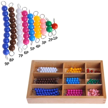 Montessori Matematică Material 1-9 Margele Bar în Cutie de Lemn Timpurie Preșcolară Jucărie