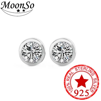 Moonso Argint 925 Round AAA Zircon moda simplu halo runda inel pentru Femei bijuterii 2017 nou J3307S