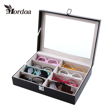 Mordoa 1 Cadouri pentru Gratuit!Deluxe 8 Slot ochelari de Soare / Ochelari de vedere / Ochelari 3D Negru Caz de Afișare Ceas Organizator de Bijuterii Cutie