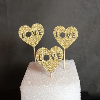Multe Culori Glitter Inima Dragoste Cupcake Toppers Ponturi pentru Ziua Îndrăgostiților/cabină de Duș de Mireasă Decoratiuni Consumabile/Nunta Favoruri de Partid