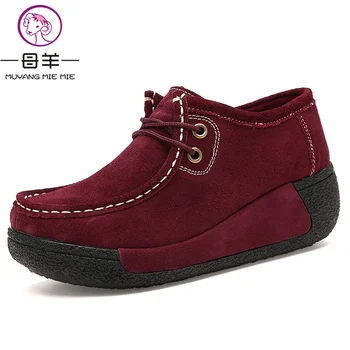 MUYANG China Brand de Moda Tocuri inalte Femei din Piele Singură Pană Pantofi Platforma Femeie Leagăn Casual Pene Femei Pompe