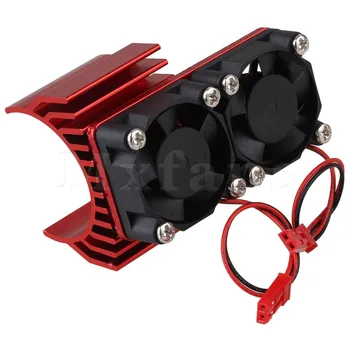 Mxfans Roșu 6cm Lungime de Aluminiu 540 550 Motor Radiator N10108 cu 2 Ventilatoare pentru RC1:10 Masina