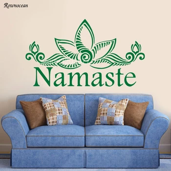 Namaste Perete Decal Vinil Autocolant Model De Lotus Floare Yoga Mandala Home Decor Pentru Camera De Zi Dormitor Personalizat De Culoare Murală Z149