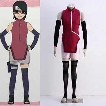Naruto Anime Cosplay Îmbrăcăminte-Boruto Naruto Filmul Sarada Uchiha Cheongsam Set Anime Cosplay Costum Pentru Femei