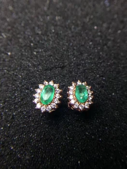 Natural green emerald cercei argint 925 naturale, pietre semipretioase cercei moda rotund femei partid Cercei bijuterii