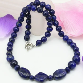Natural lapis lazuli piatră 8mm margele rotunde pandantiv lanț colier pentru femei de înaltă calitate cadouri cravată bijuterii 18inch B3203