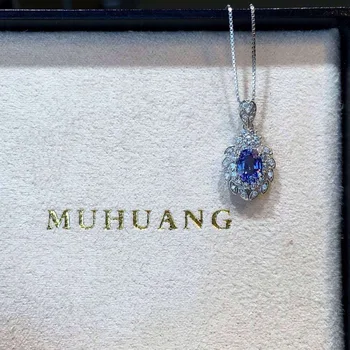 Naturale albastru tanzanite pandantiv S925 argint Naturale piatră prețioasă Colier Pandantiv de modă de Lux elegant de fructe femei bijuterii cadou
