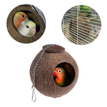 Naturale Coajă De Nucă De Cocos Cuib De Păsări Casa Coliba Cage Feeder Jucării Pentru Animale De Companie Papagal Papagalul Papagal Papagalul Conure