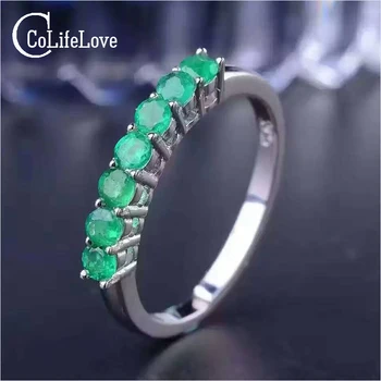 Naturale de smarald inel masiv argint 925 inel de smarald 2,5 mm rotund naturale, pietre pretioase smarald inel simplu, inel de proiectare